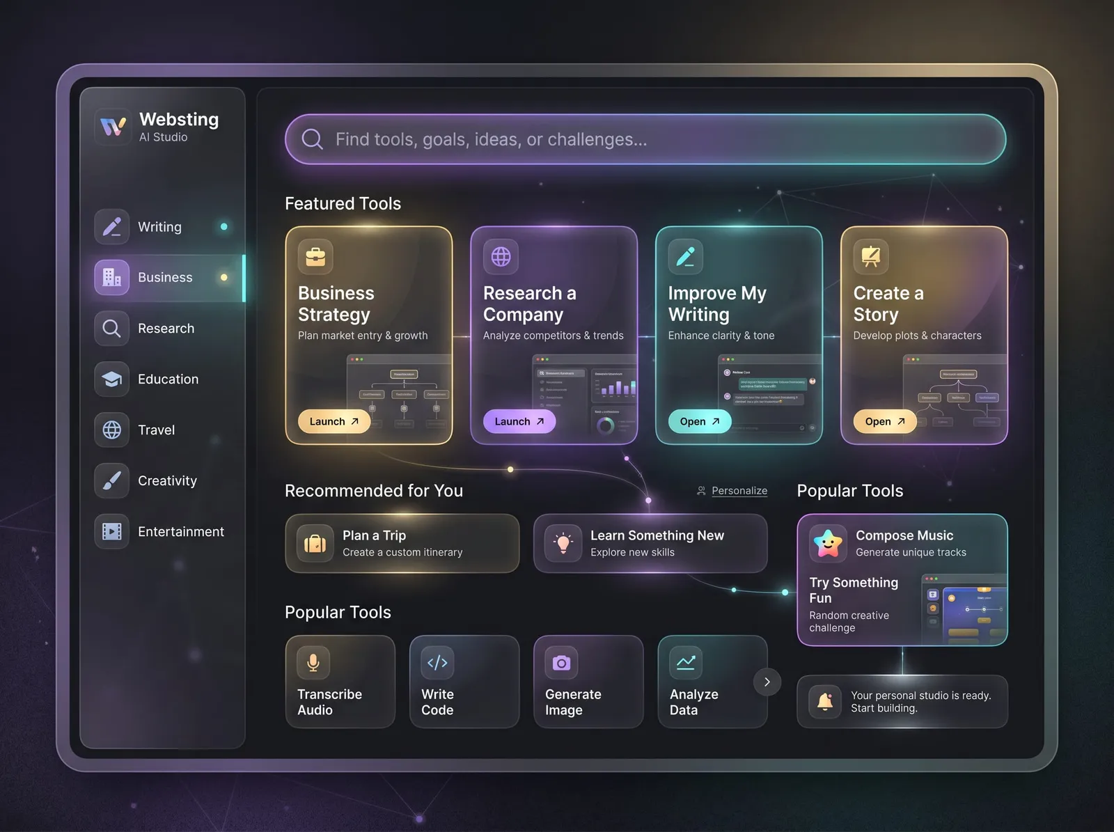 Placeholder for the Websting AI Studio hero interface