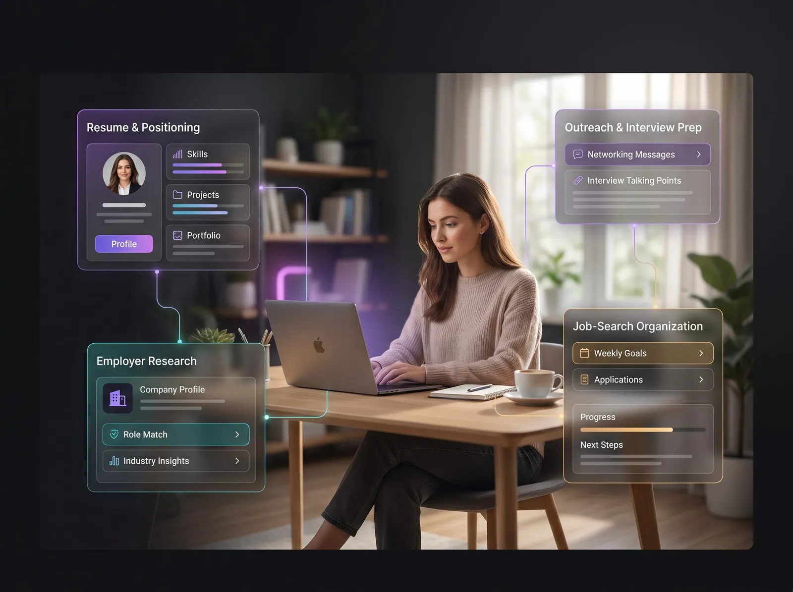 Placeholder for a recent graduate using a connected job-search AI studio