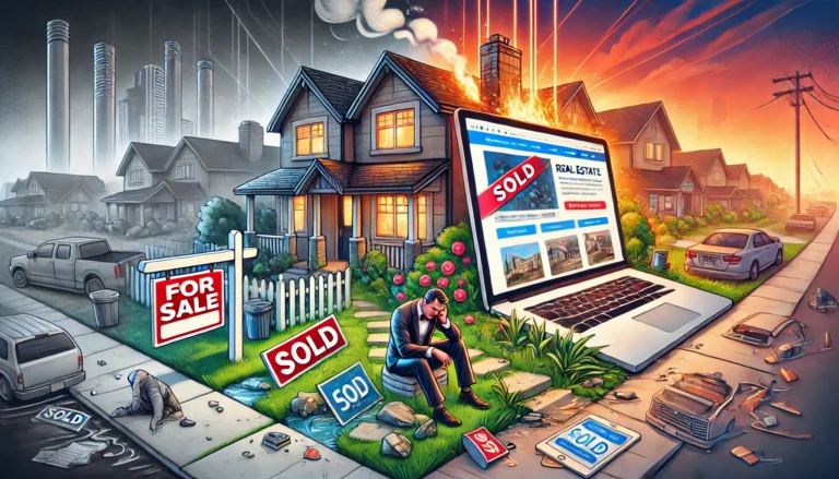 Impact of an ineffective vs optimized real estate website on sales, showcasing lost and closed deals.